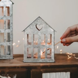 Eulenschnitt Casetta in Metallo - Argento - Piccolo (11,5 x 11,5 x 15,5 cm)