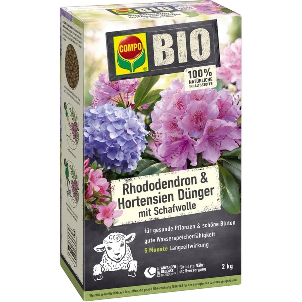 COMPO BIO Rhododendron und Hortensien- Dnger mit Schafwolle, 2 kg -  Bloomling Deutschland