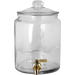 Pojemnik na napoje szklany z mosiężnym kranem, 6 L - 1 szt.