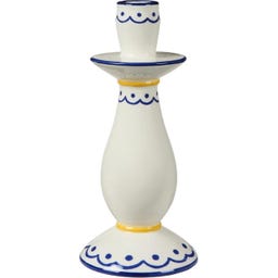 IB Laursen Kandelaar Wit/Blauw met Geel Patroon - 1 stuk