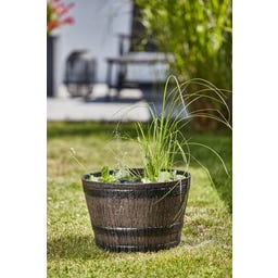 HEISSNER Jardin Aquatique Solaire - Wooden Barrel - 40 x 40 x 27 cm