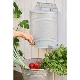 Wand-Wasserbehälter mit Hahn & Seifenhalter 10,5 L - zink