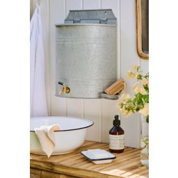 Wand-Wasserbehälter mit Hahn & Seifenhalter 10,5 L - zink