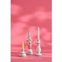 Ib Laursen Kerzenhalter weiß/blau mit gelbem Muster - 1 Stk.