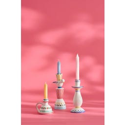 Ib Laursen Kerzenhalter weiß/blau mit gelbem Muster - 1 Stk.