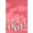 Ib Laursen Kerzenhalter weiß/blau mit gelbem Muster - 1 Stk.