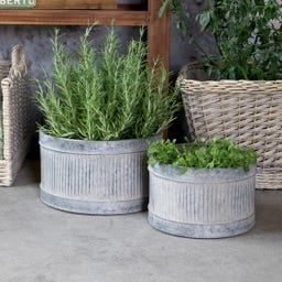 Chic Antique Übertopf mit Rillen 2er