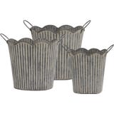 &Uuml;bertopf mit Rillen und Griffen 3er  antique zink