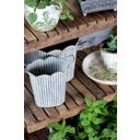 Übertopf mit Rillen und Griffen 3er  antique zink