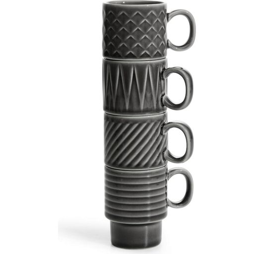 Coffee & More - Set of 4 Espresso Cups - Grey - 1 Set