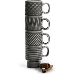 Coffee & More - Set of 4 Espresso Cups - Grey - 1 Set