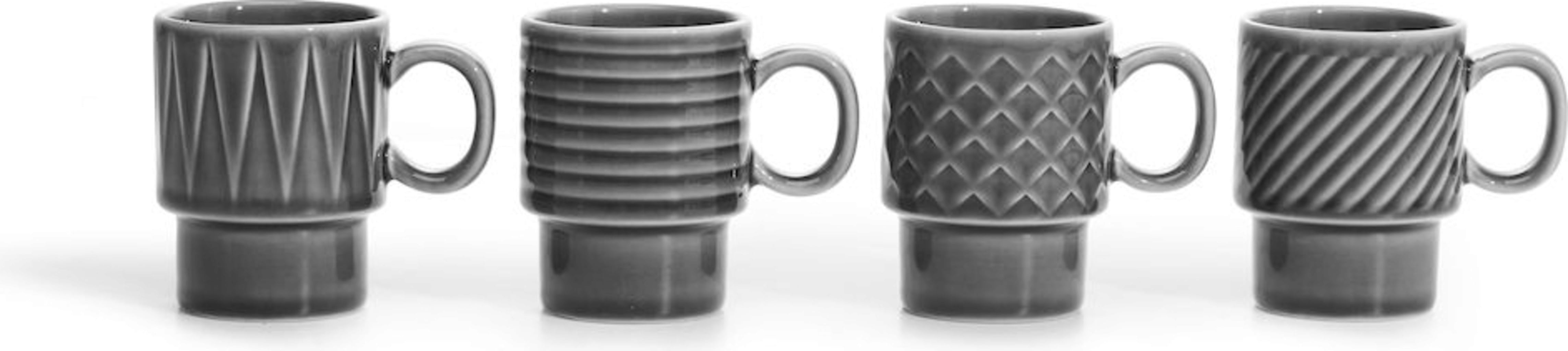 Coffee & More Espressomugg set med 4 st, Grå - 1 Set
