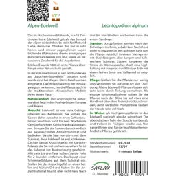 Saflax Alpen Edelweiß - 500 Korn