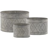 Plant Pots, Set of 3, Antique Zinc