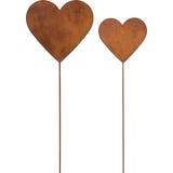 Set di 2 Picchetti da Giardino a Cuore - Ruggine