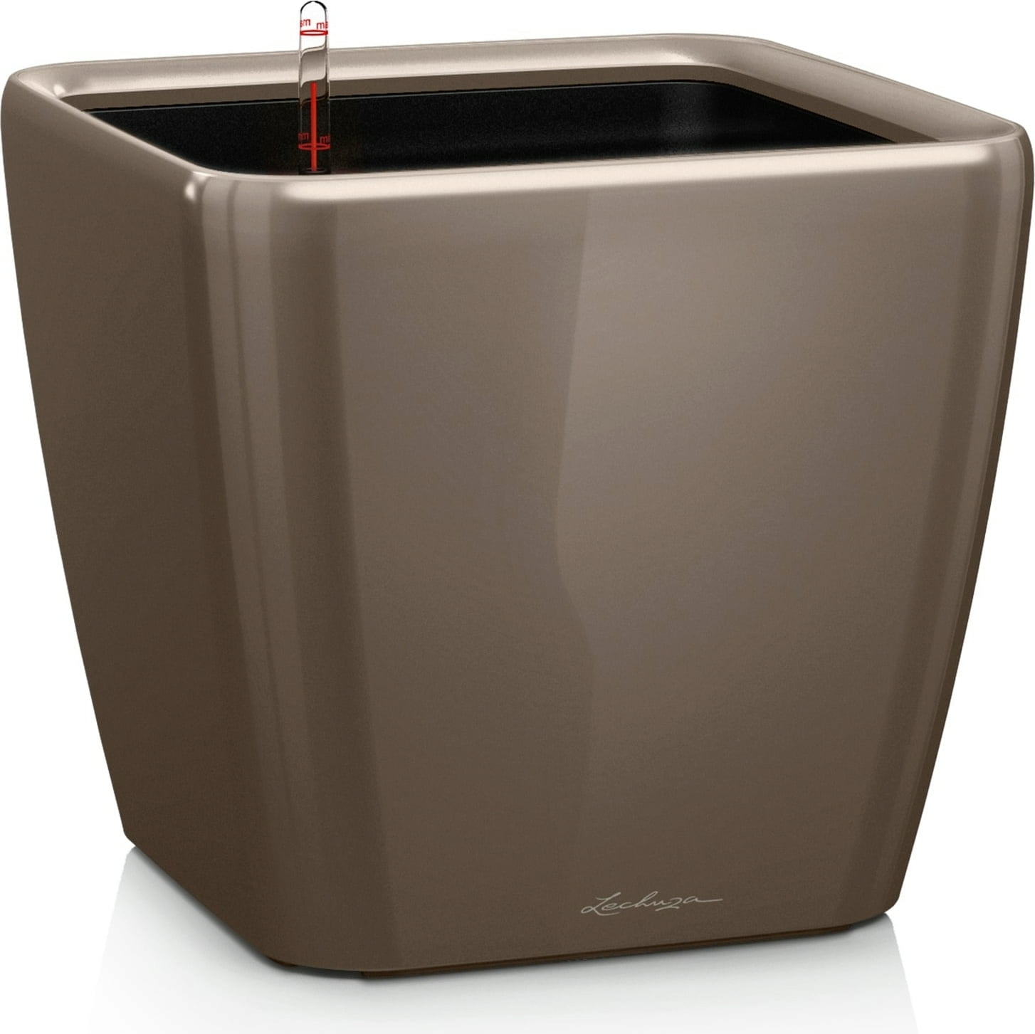 Lechuza QUADRO Premium LS 43 Planter - Taupe - High Gloss