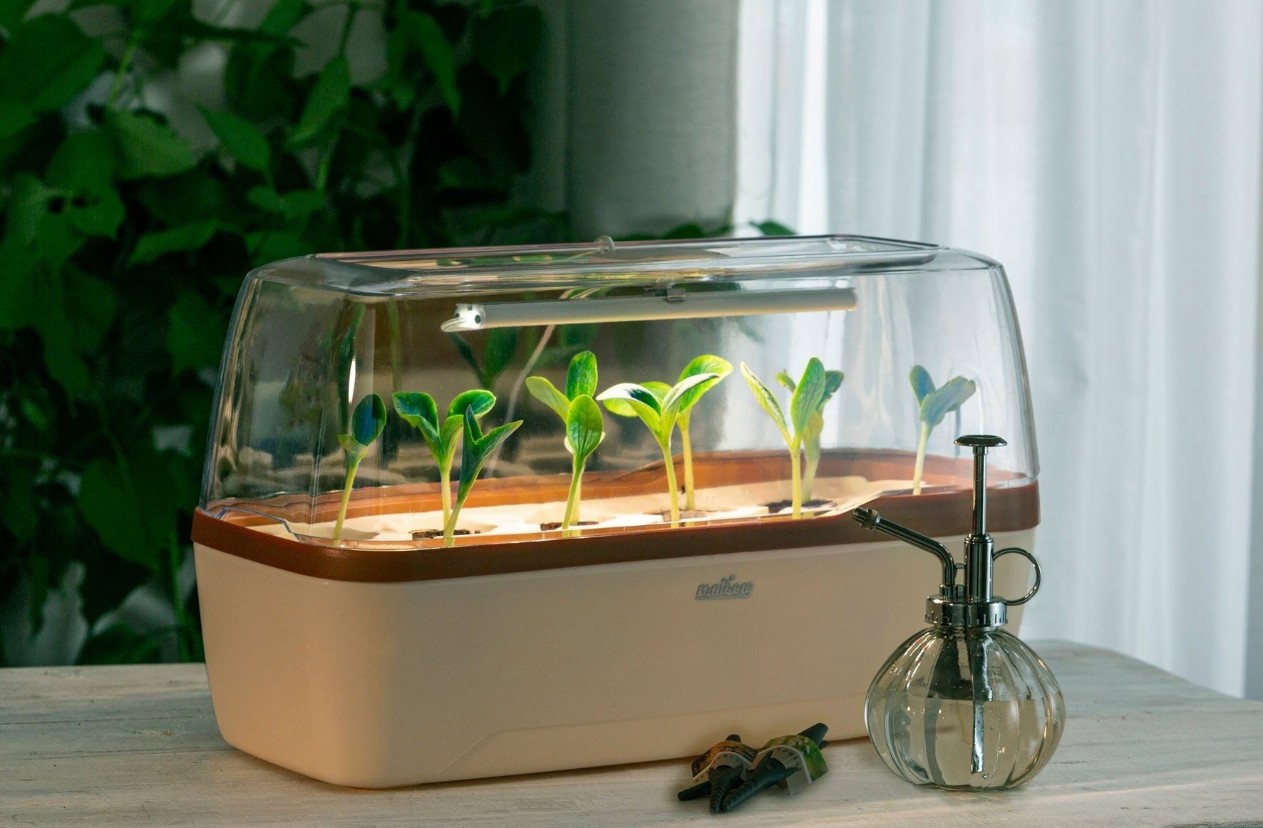 Växthus & Planteringslåda BoQube L PLUS LED - Creme-Kopparbrun - 1 st.