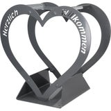 "Herzlich Willkommen" Metal Heart in Grey