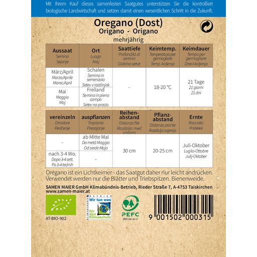 Samen Maier Organic Oregano Dost - 1 Pkg