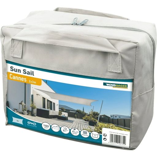 Windhager CANNES Rectangle SunSail 2x3m - Cream-Grey