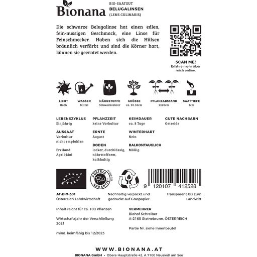 Bionana Bio soczewica beluga - 1 opak.