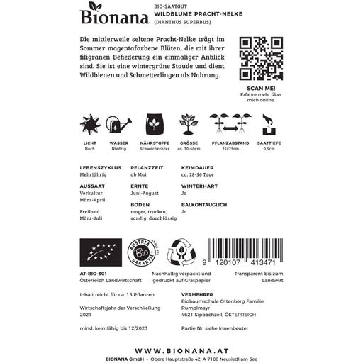 Bionana Bio Wildblume Pracht-Nelke - 1 Pkg