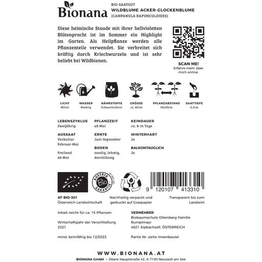 Bionana Organic Creeping Bellflower - 1 Pkg
