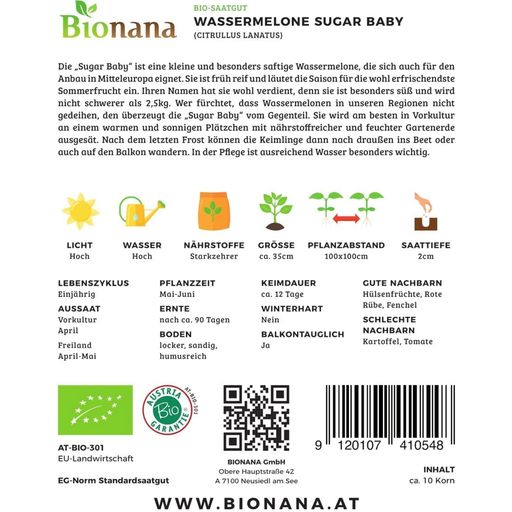 Bionana Bio Wassermelone „Sugar Baby“ - 1 Pkg