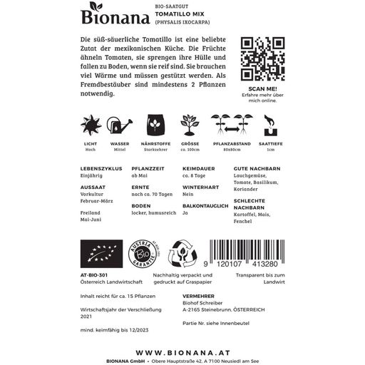 Bionana Tomatille Bio - Mélange  - 1 sachet
