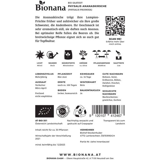 Bionana Bio Physalis Ananaskirsche - 1 Pkg
