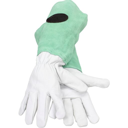 Vrtne rokavice z usnjenimi rokavi - limeta zelena
