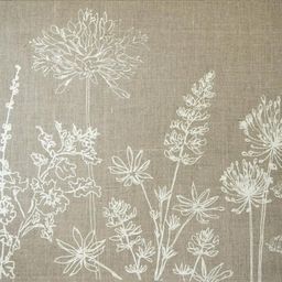 Helen Round Linen Tea Towel - Garden Design - Natural
