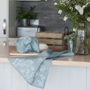 Helen Round Linen Tea Towel - Garden Design - Duck Egg Blue
