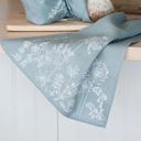 Helen Round Linen Tea Towel - Garden Design - Duck Egg Blue