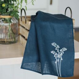 Helen Round Linen Tea Towel - Bluebell Design - 1 item