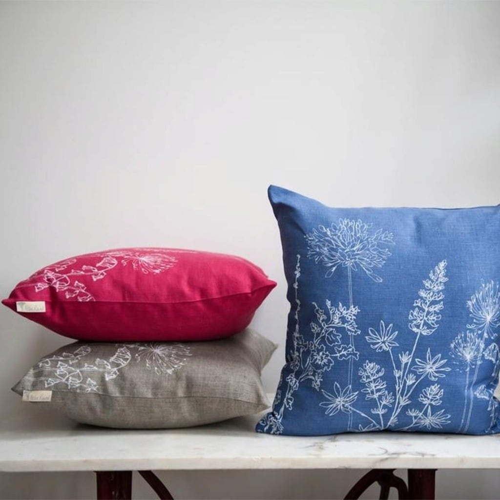 Helen Round Linen Cushion Cover - Garden Design