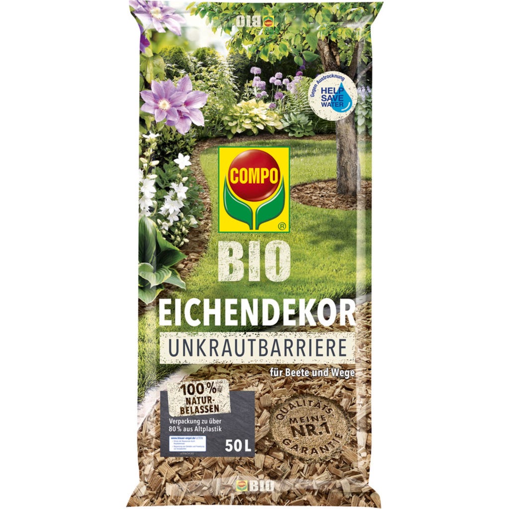Compo Organic Oak Decorative Mulch + Weed Barrier, 50 l - Bloomling  International
