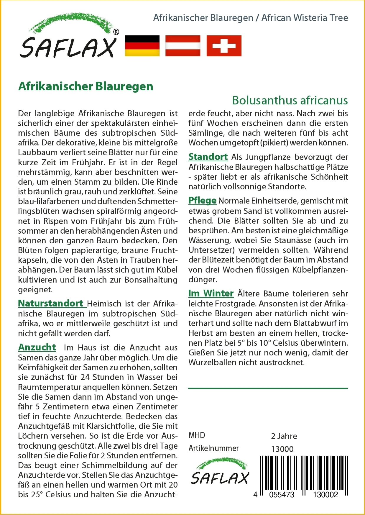 Saflax Afriška glicinija - 1 pkt.