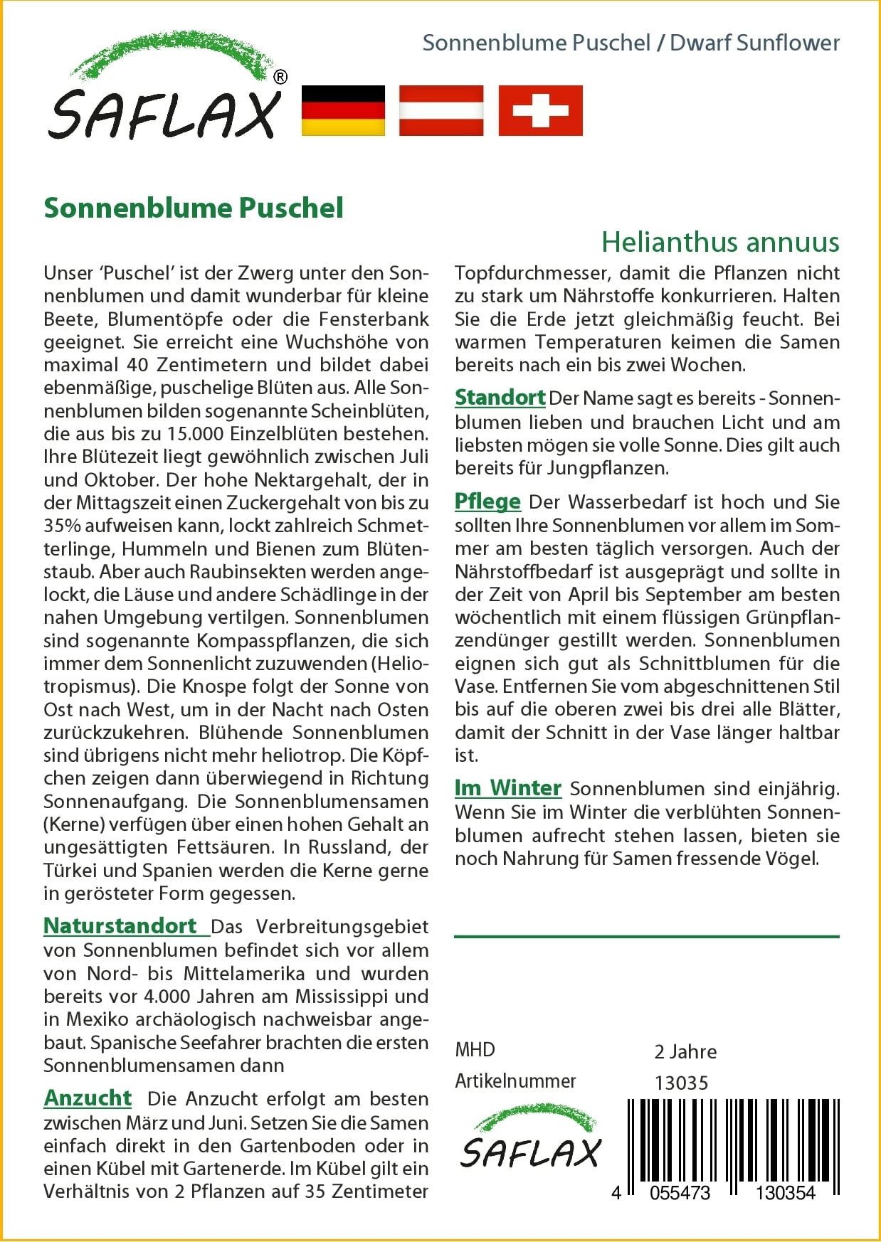 Saflax Sončnica Puschel - 1 pkt.