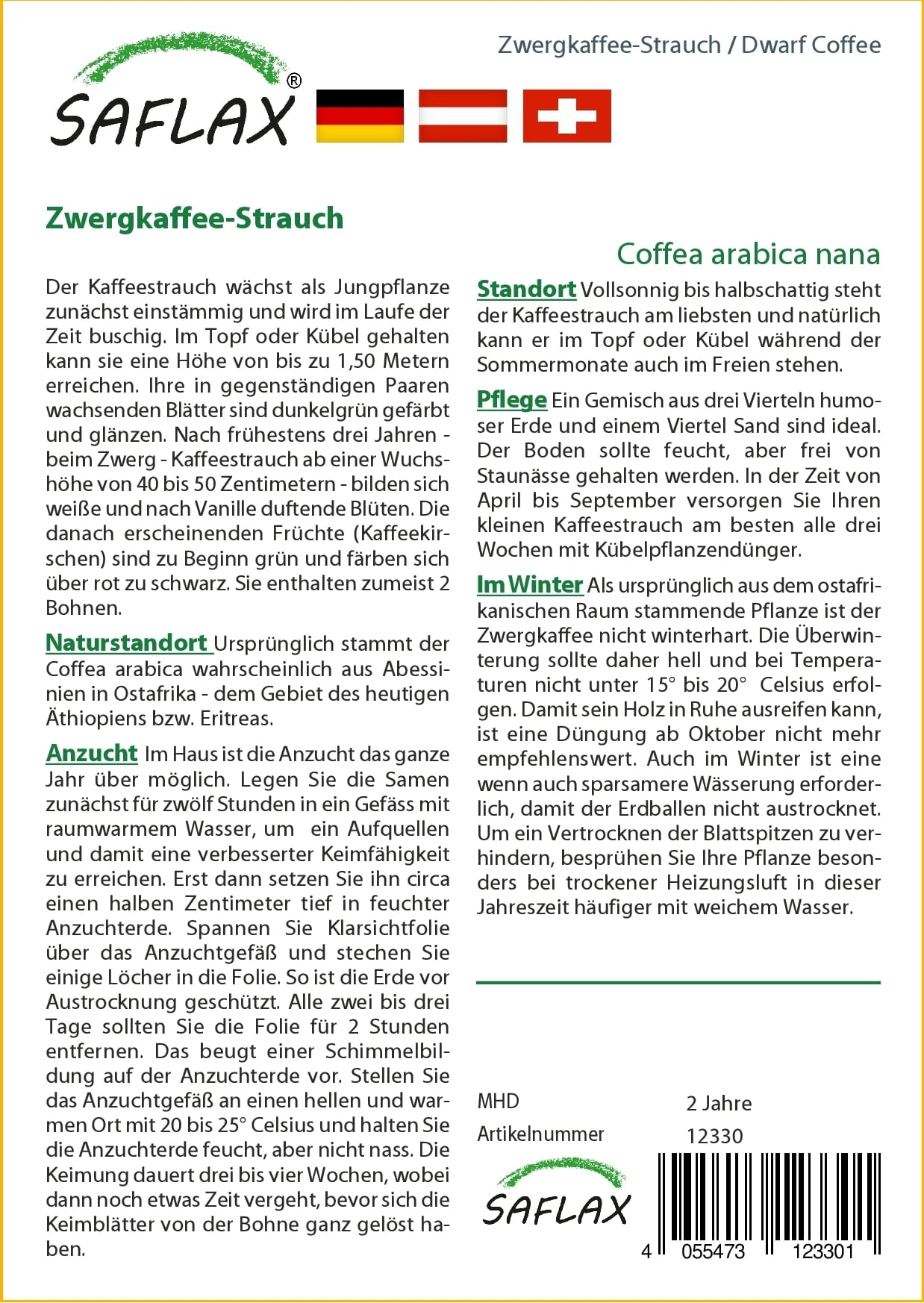 Saflax Caféier Nain d’Arabie - 1 sachet