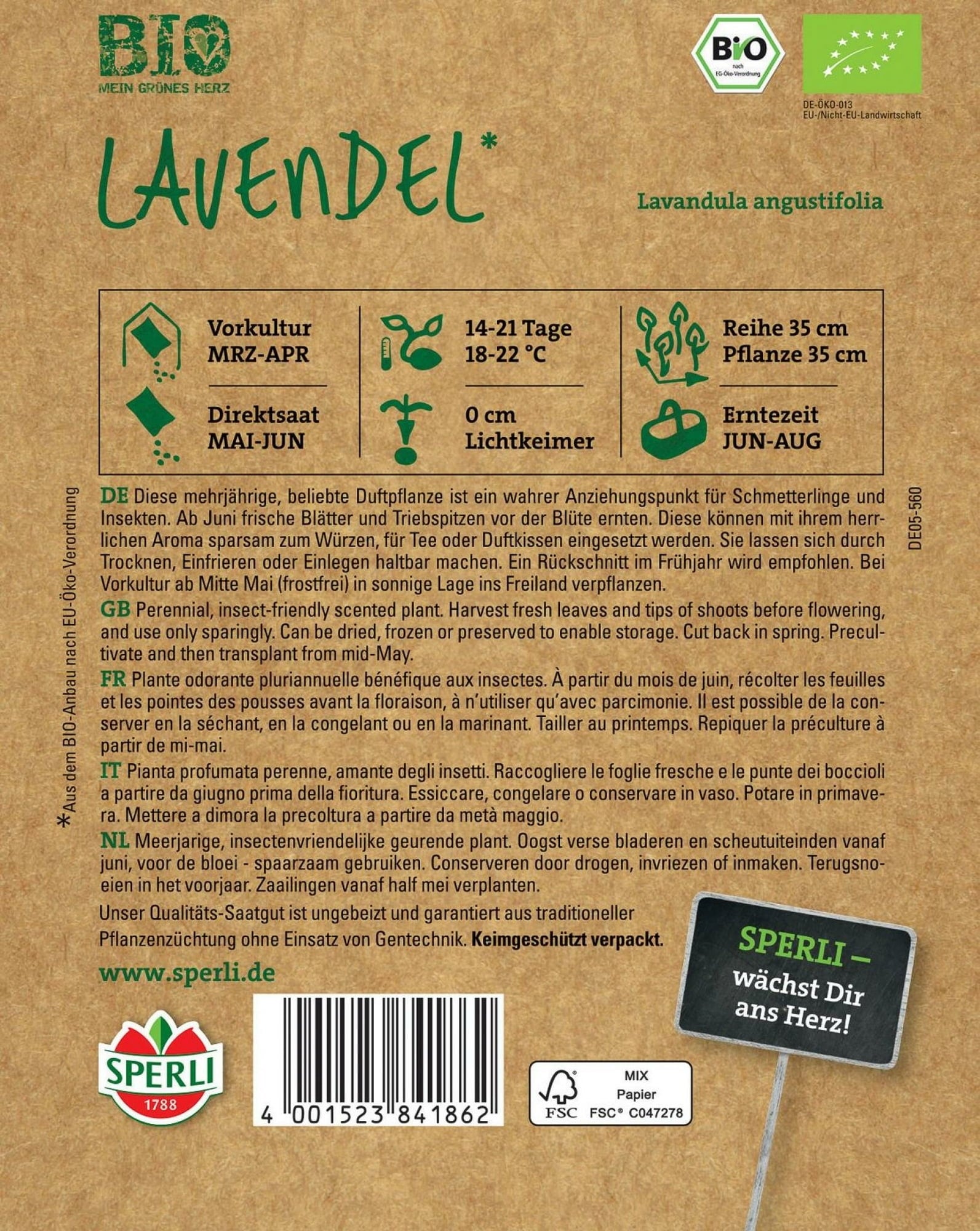 Sperli Organic Lavender - 1 Pkg