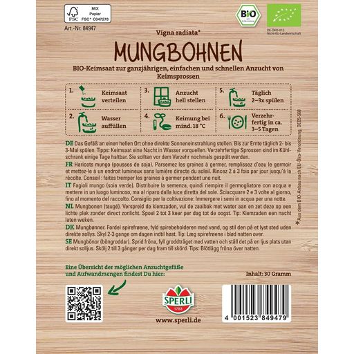 Sperli Graines Germées Bio - Haricots Mungo - 30 g