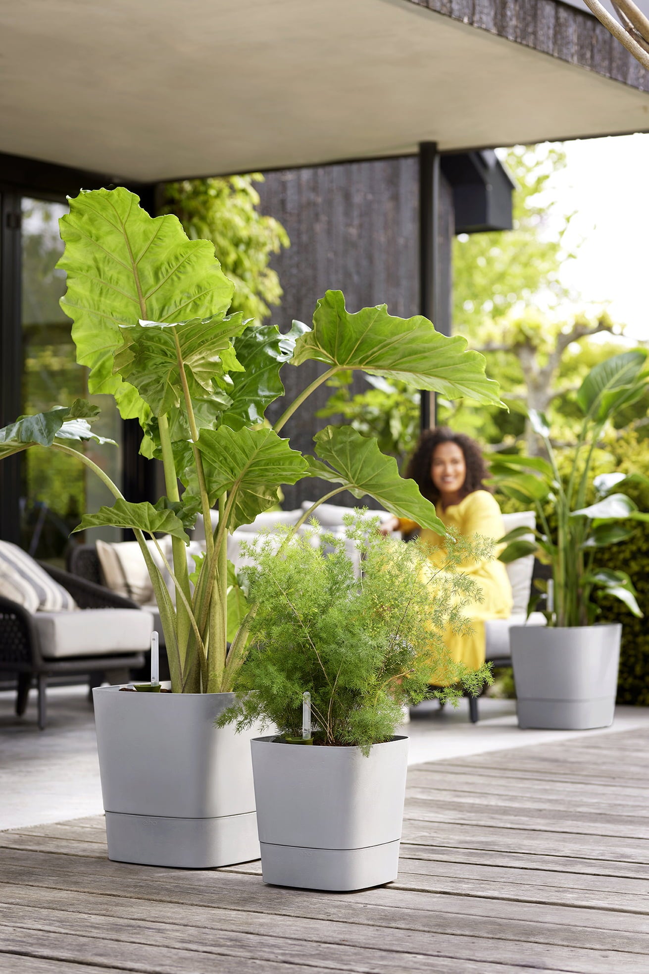 elho Pot GREENSENSE Aqua Care Carré - 30 cm - Ciment clair