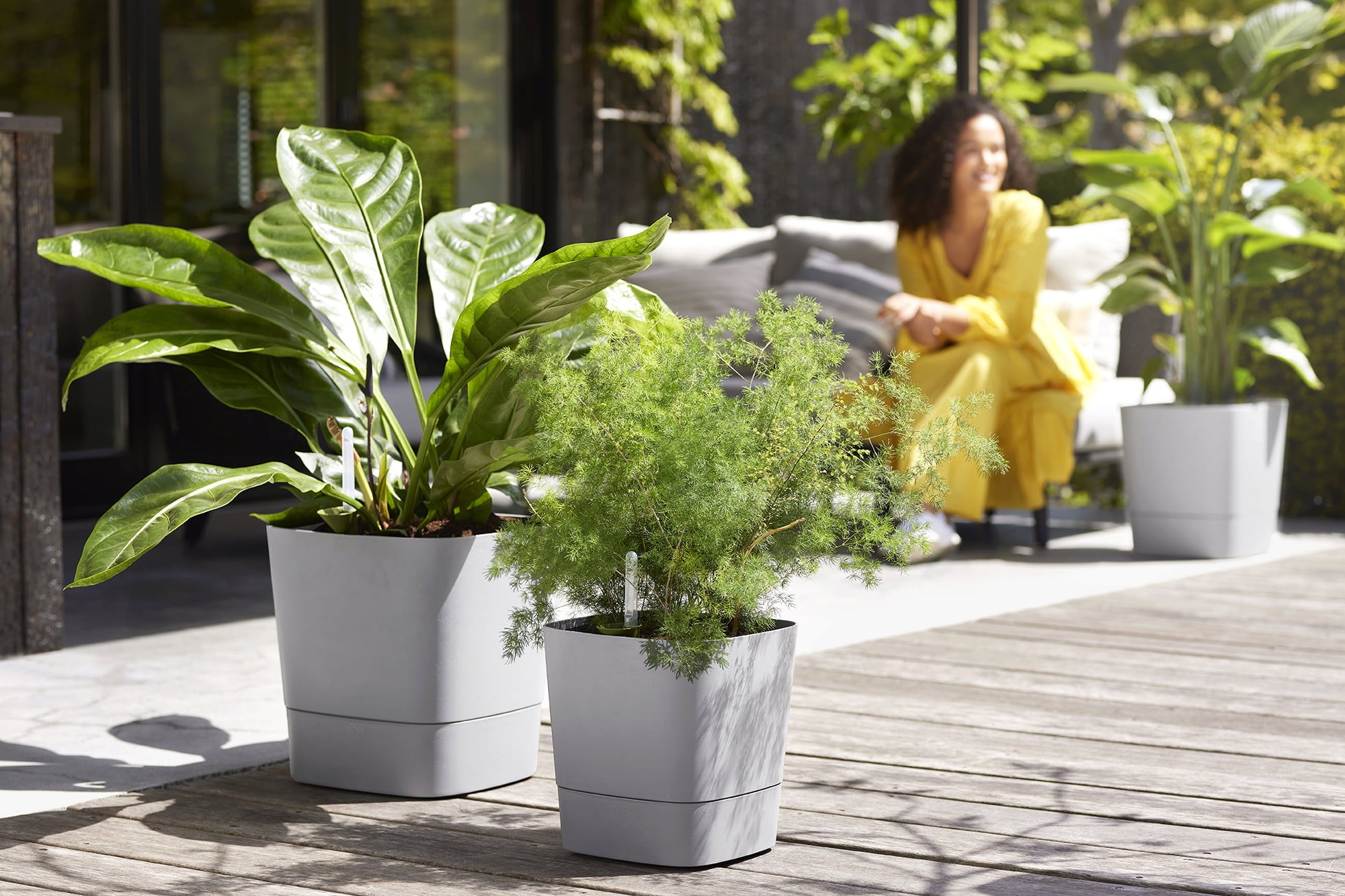 elho Pot GREENSENSE Aqua Care Carré - 30 cm - Ciment clair