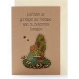 Floral Greeting Card "Gärtnern ist günstiger als Therapie"