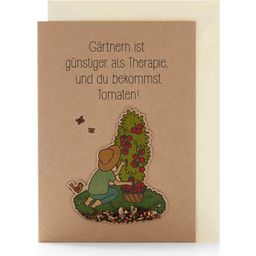 Floral Greeting Card "Gärtnern ist günstiger als Therapie"