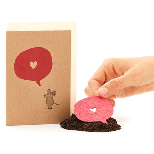 Die Stadtgärtner Mouse with Heart Floral Greeting Card - 1 item