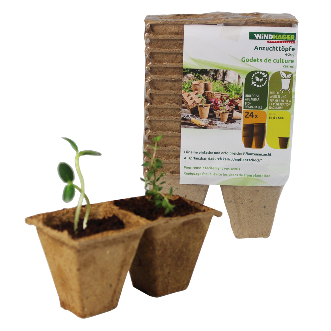 Windhager Seed Pots 8cm Square - 16 items
