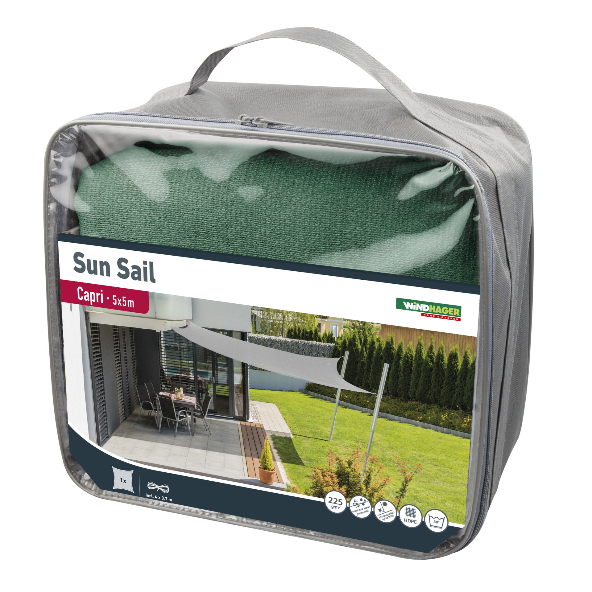 Windhager CAPRI Square SunSail 5x5m - Green