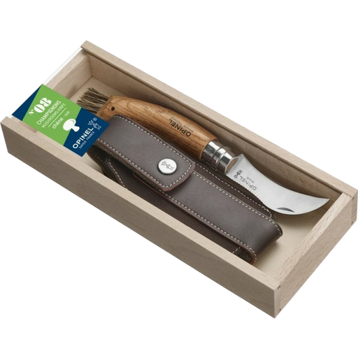Couteau à Champignon Pliant Plumier N°08 en Chêne avec Étui - 1 kit